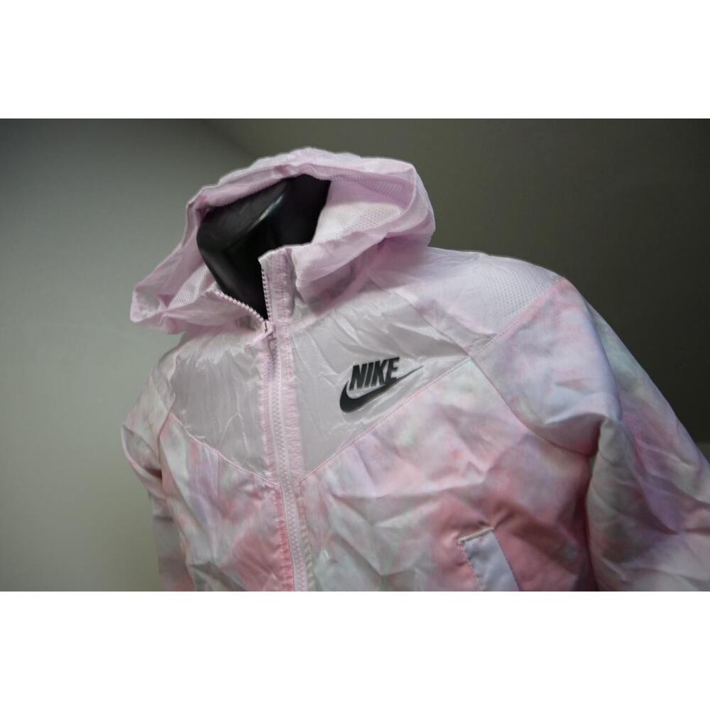 Nike Hoodie Jacket Girls Large Pink Tie Dye Windbreaker Full Zip Good